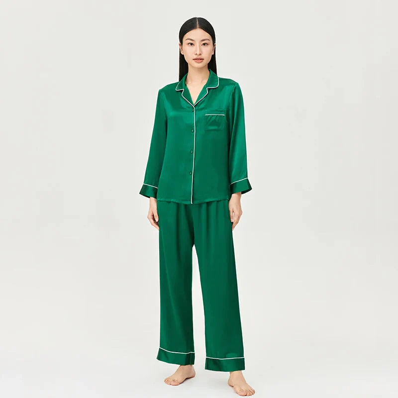 Women’s Mulberry Silk Pajama Set Long Sleeve Loungewear