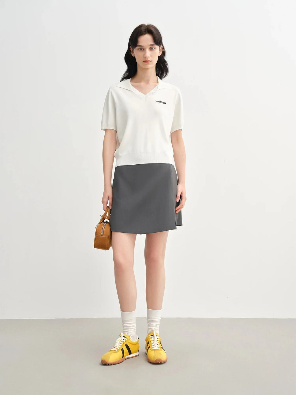 Collared Knit Top Breathable Summer Casual Style