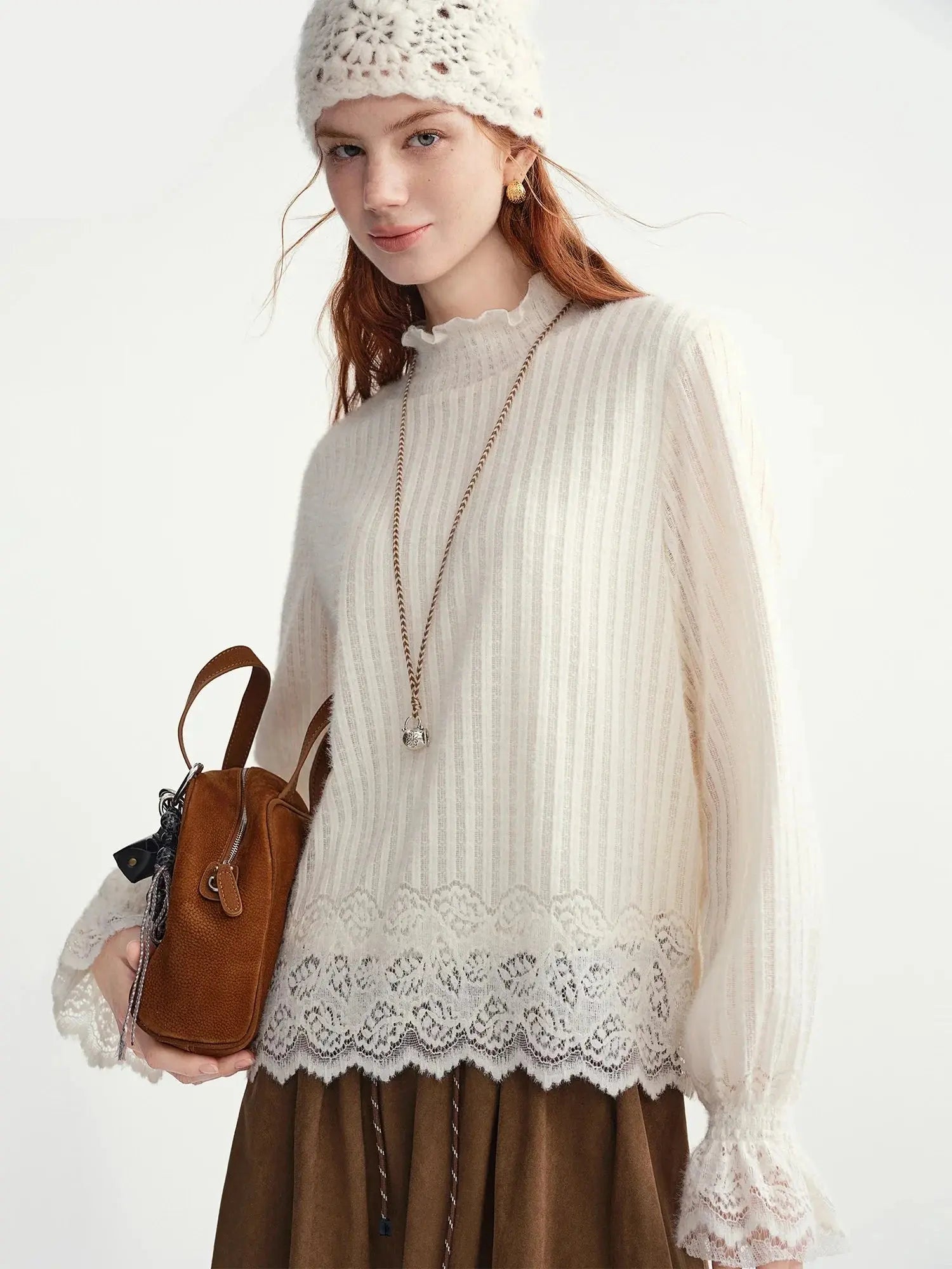Women's Autumn Fairycore Lace Top
