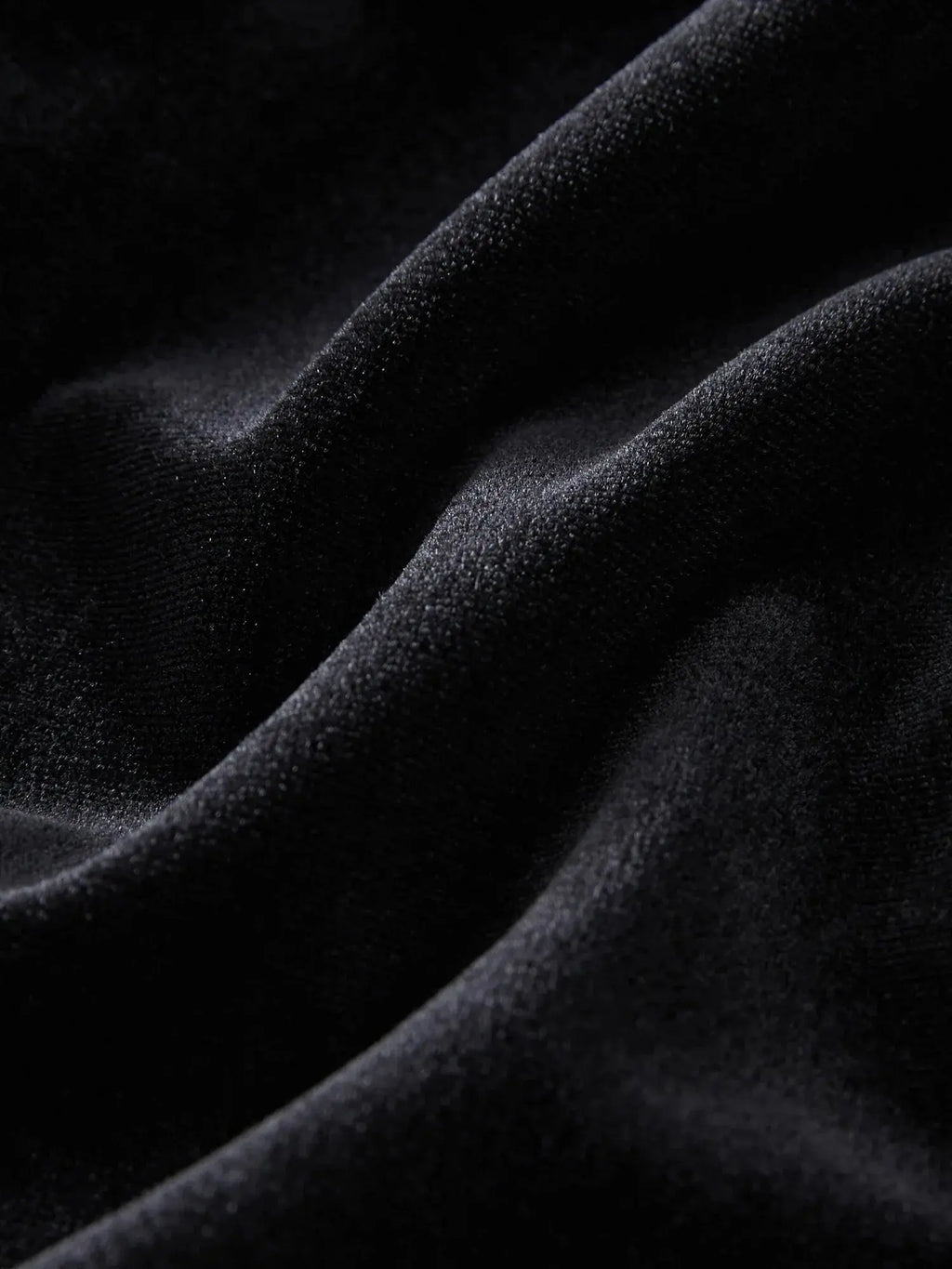 Elegant Black Velvet Long Dress with Polo Neck