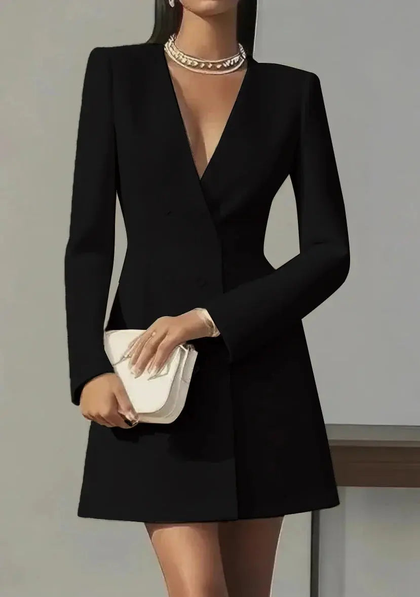 Long-Sleeved Double-Breasted Mini Dress