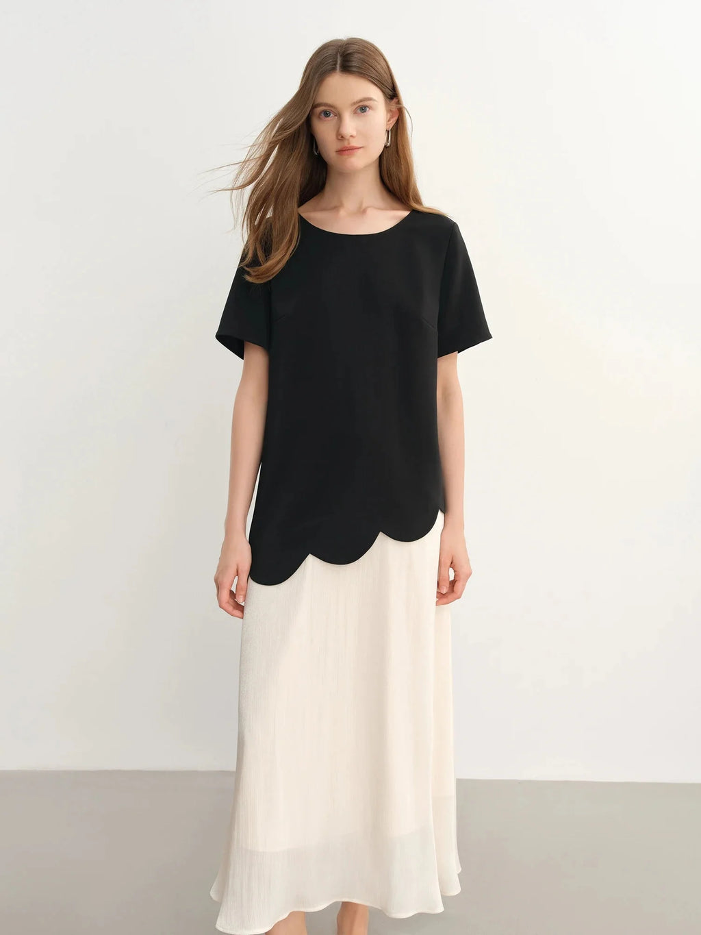 Color Block Fake Two-Piece Dress Chic Summer Design