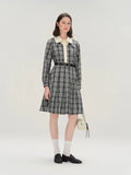 Vintage Plaid Lace-Collar Dress