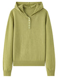 Winter Openwork Hooded Sweater Elegant Knit Pullover
