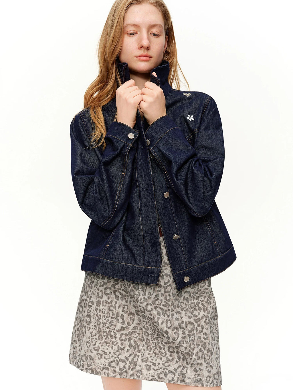 Embroidered Retro Denim Jacket - Raw Wash Spring Coat