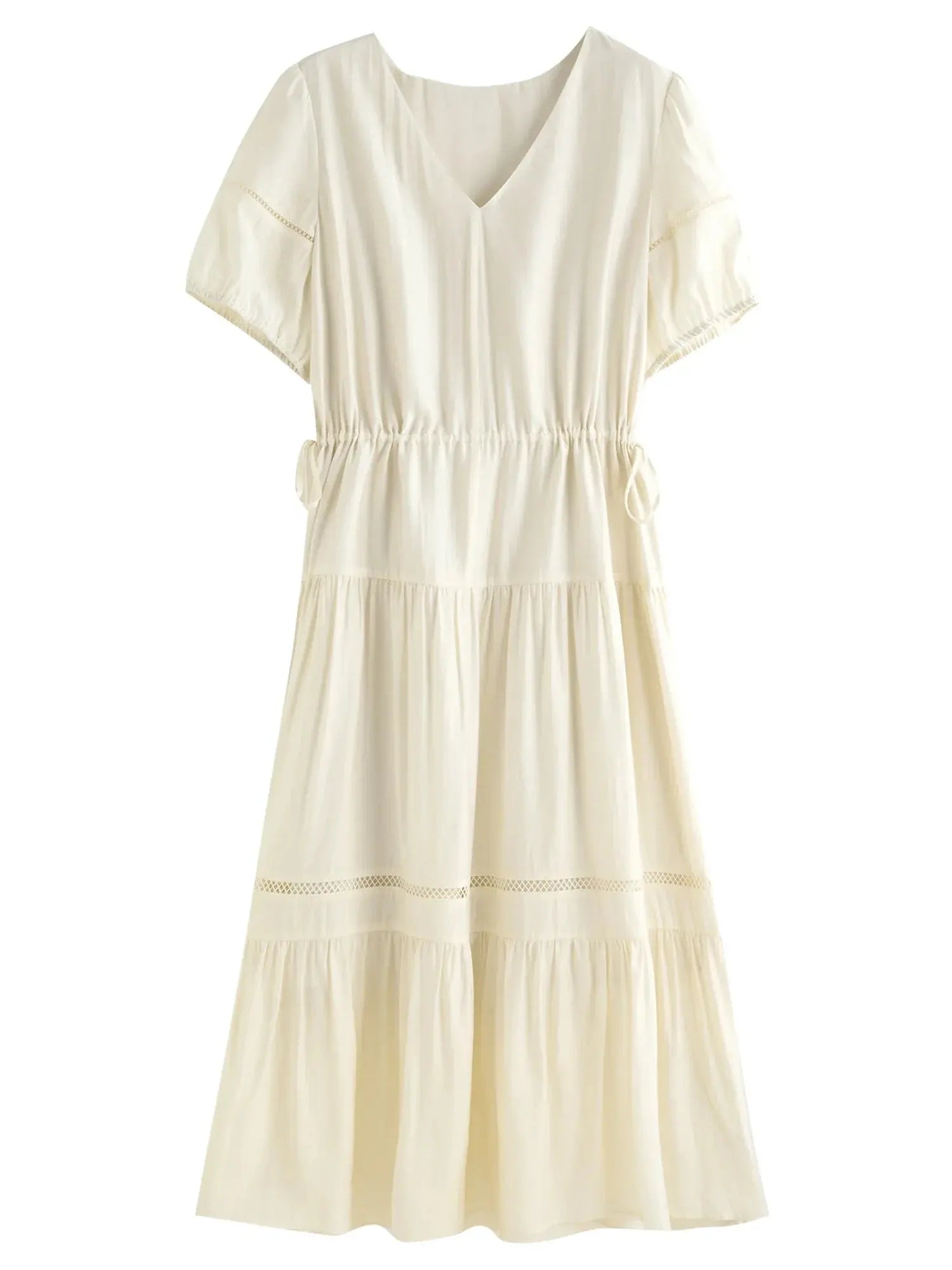 Breathable Linen Tiered Dress for a Flattering Curve