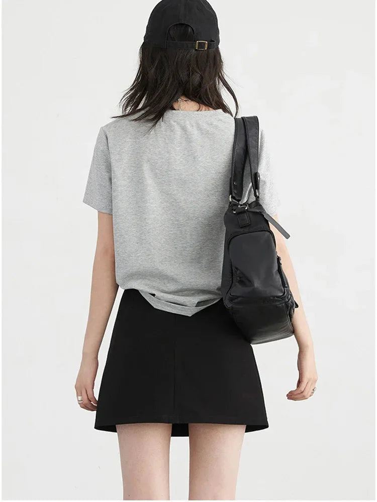 Women’s Printed O-Neck T-Shirt Slim Fit Summer Cotton Tee