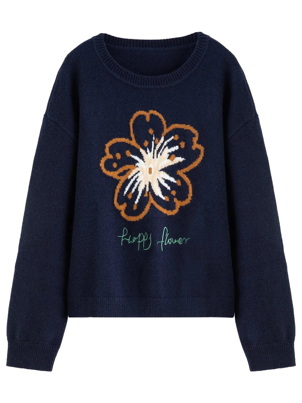 Women's Plus: Floral Knit Winter Pullover