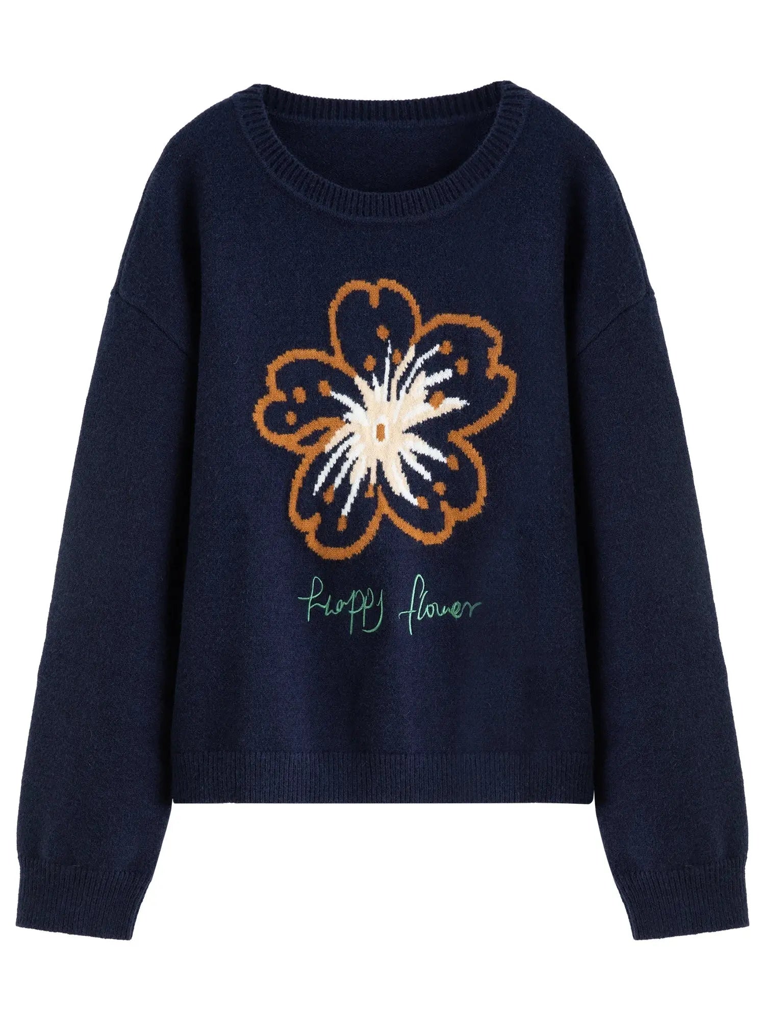 Women's Plus: Floral Knit Winter Pullover