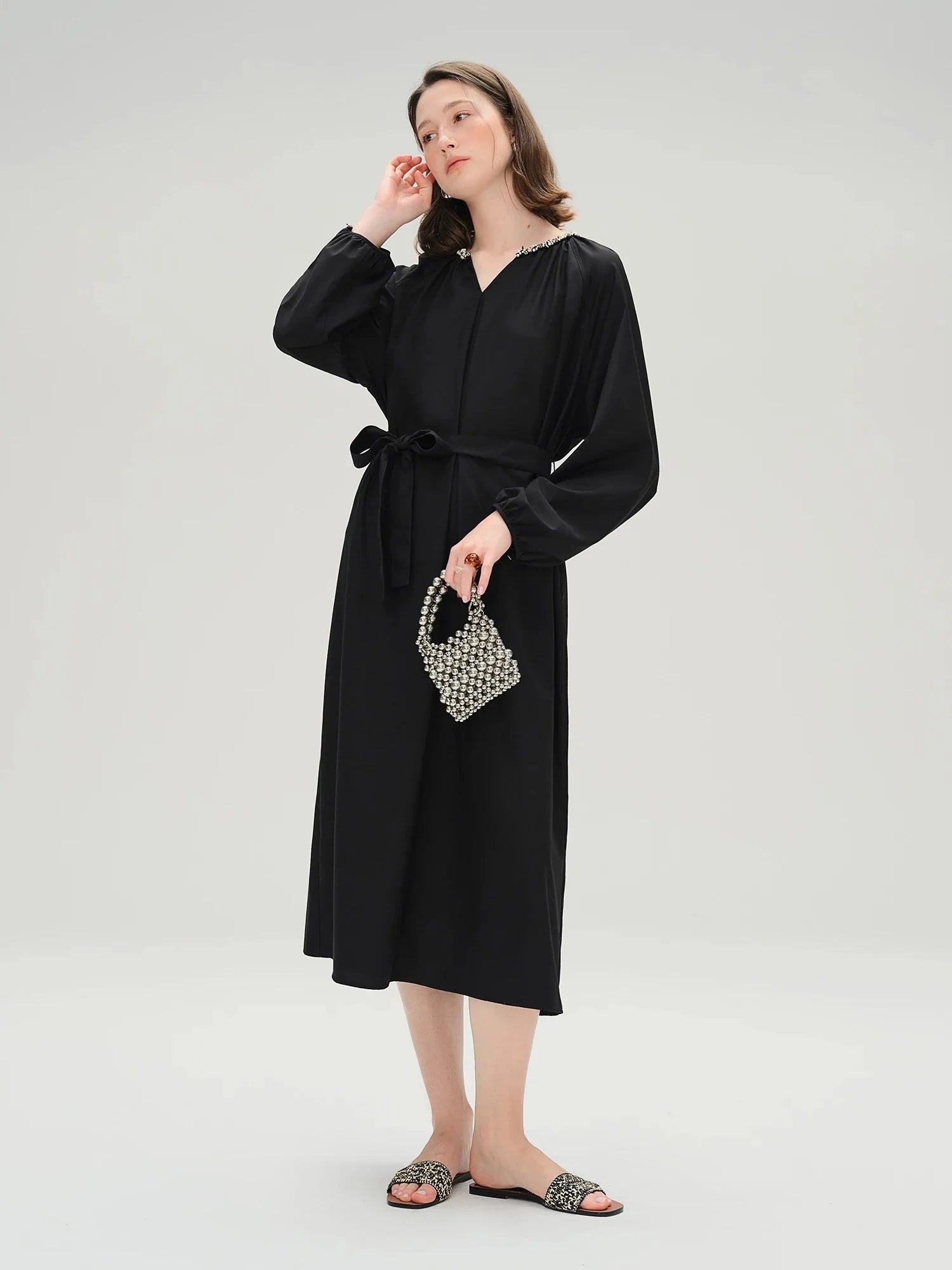 Plus Size Black Autumn Dress Casual Commuter Style