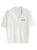 Collared Knit Top Breathable Summer Casual Style