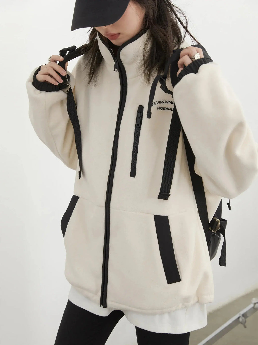 Women's Fleece Jacket with Stand-Up Collar