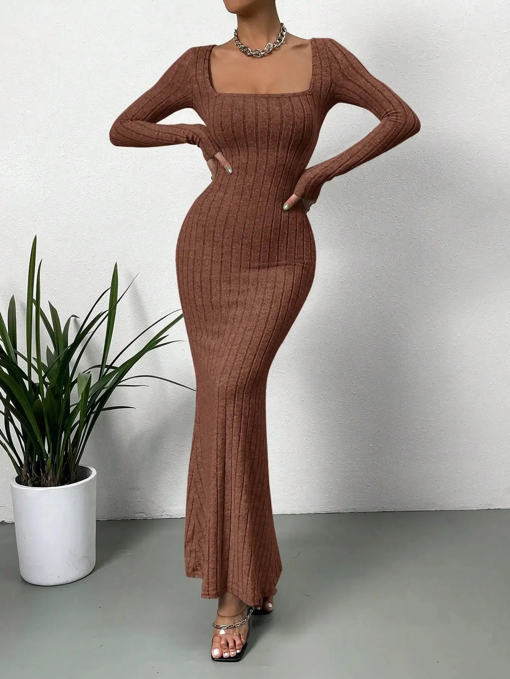 Women's Square-Neck Knit Dress