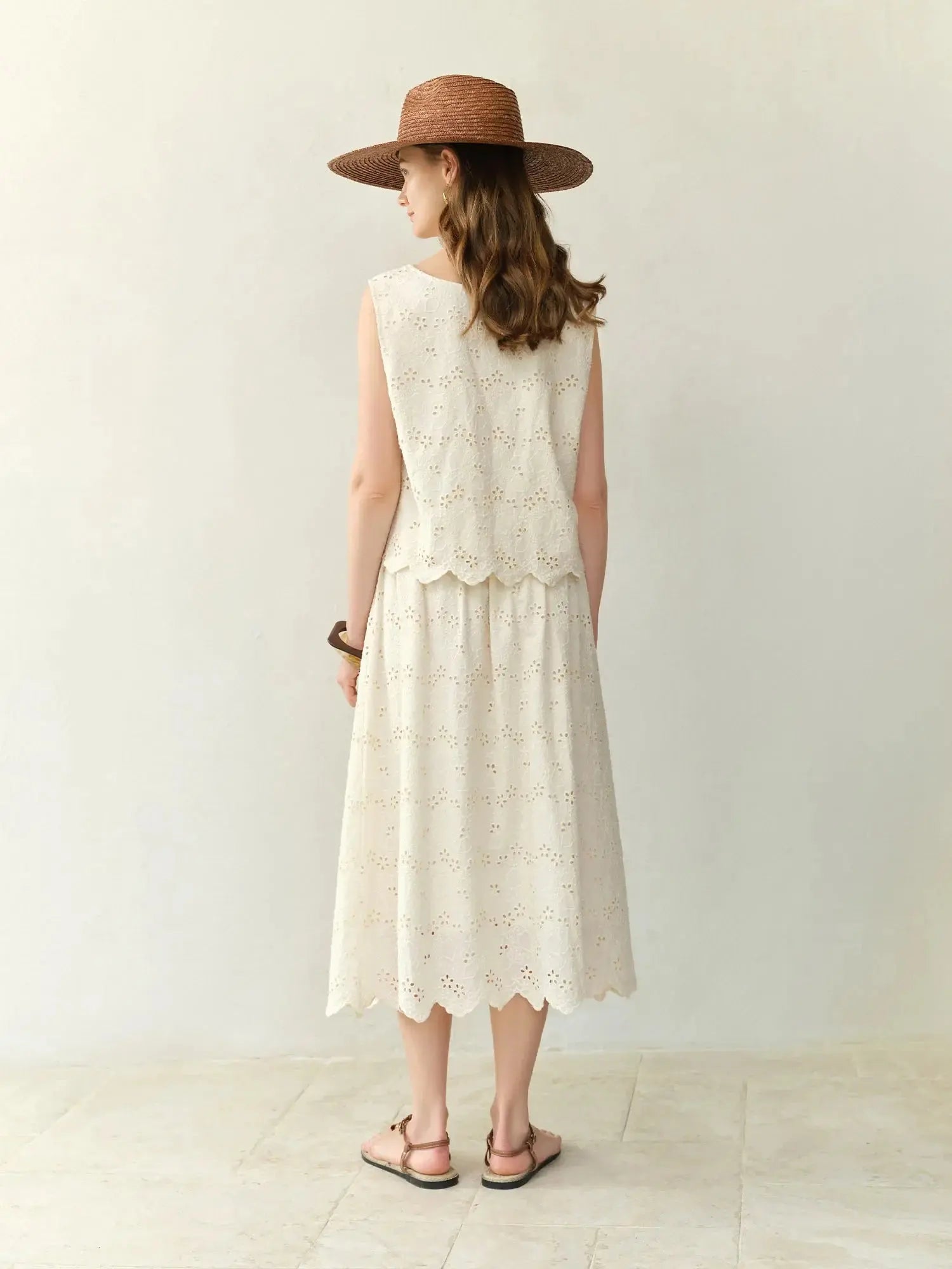 Textured Midi Skirt & Tank in Ivory