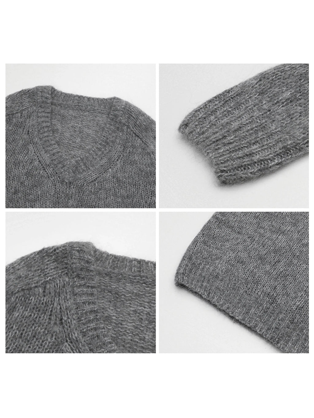 V-Neck Mohair Sweater Soft Loose Knit Pullover