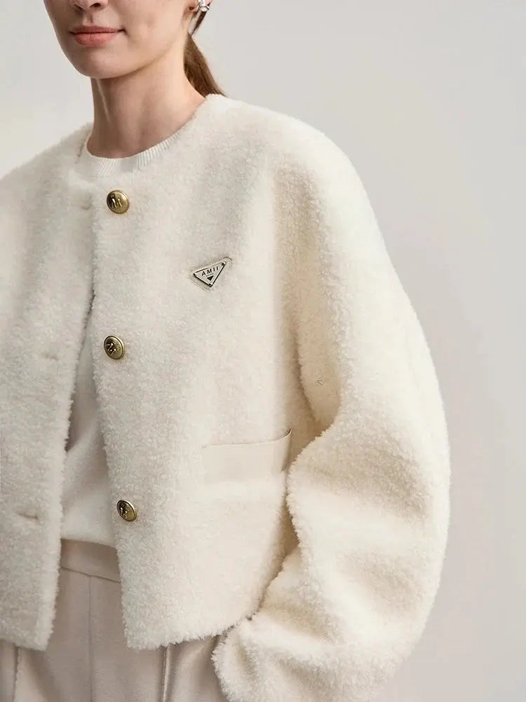 Elegant Wool Blend Short Winter Coat