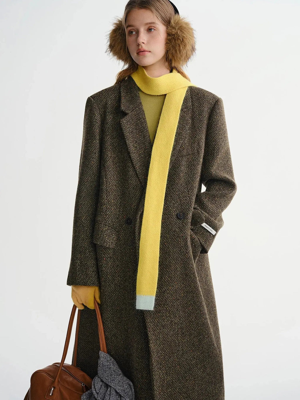 Women's Slim-Fit Double-Breasted Wool Blend Coat