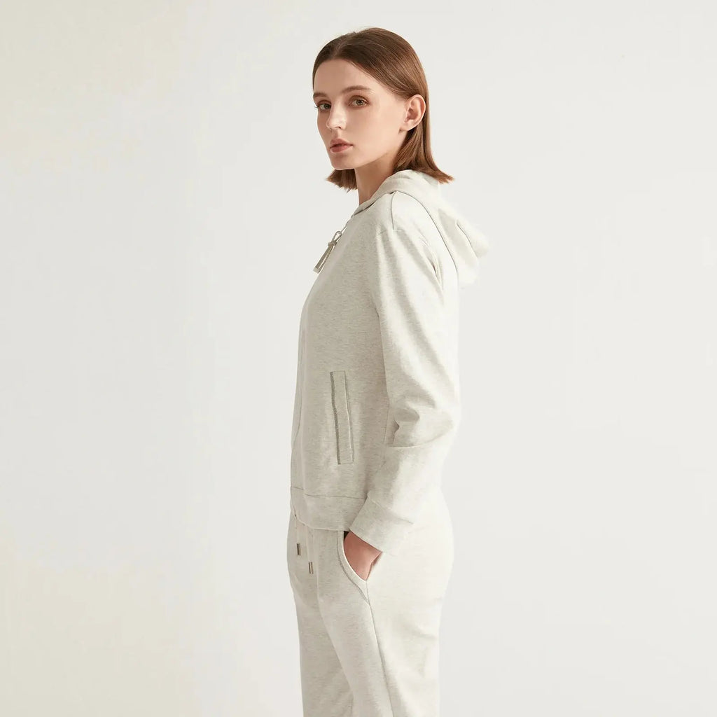 High Quality Cotton Cropped Zip Hoodie for Women