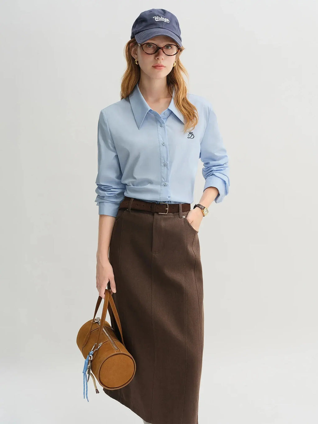 Tricolor Pleated Tie-Waist Shirt & Skirt Suit