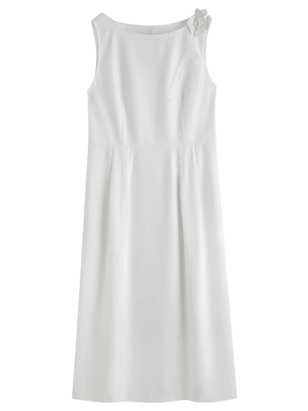 Plus Size Choker Vest Dress with Floral Brooch