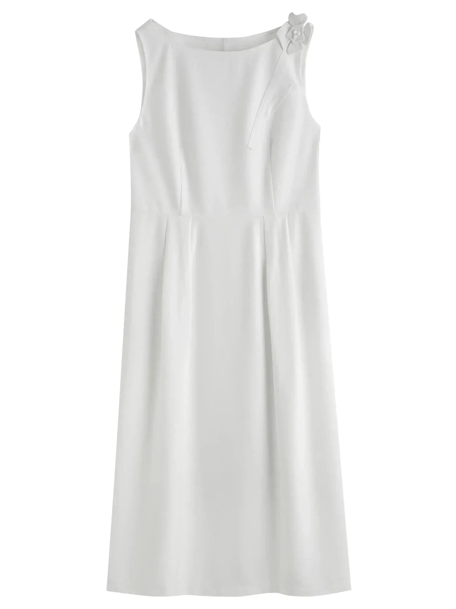 Plus Size Choker Vest Dress with Floral Brooch