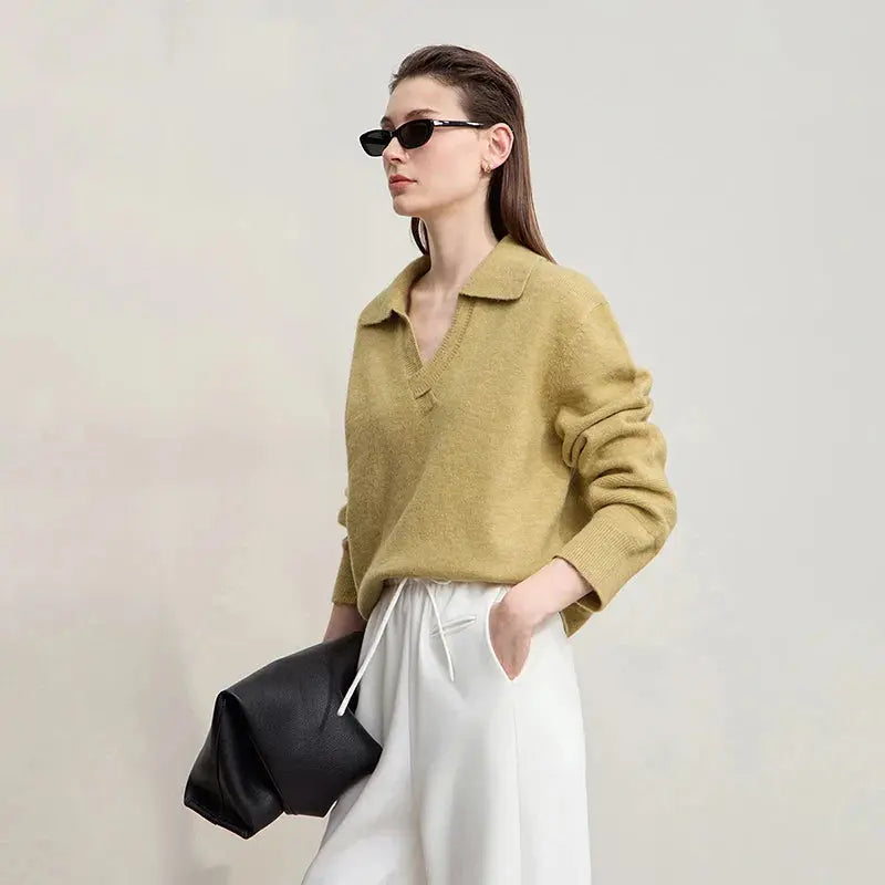Chic Minimalist V-Neck Pullover Sweater