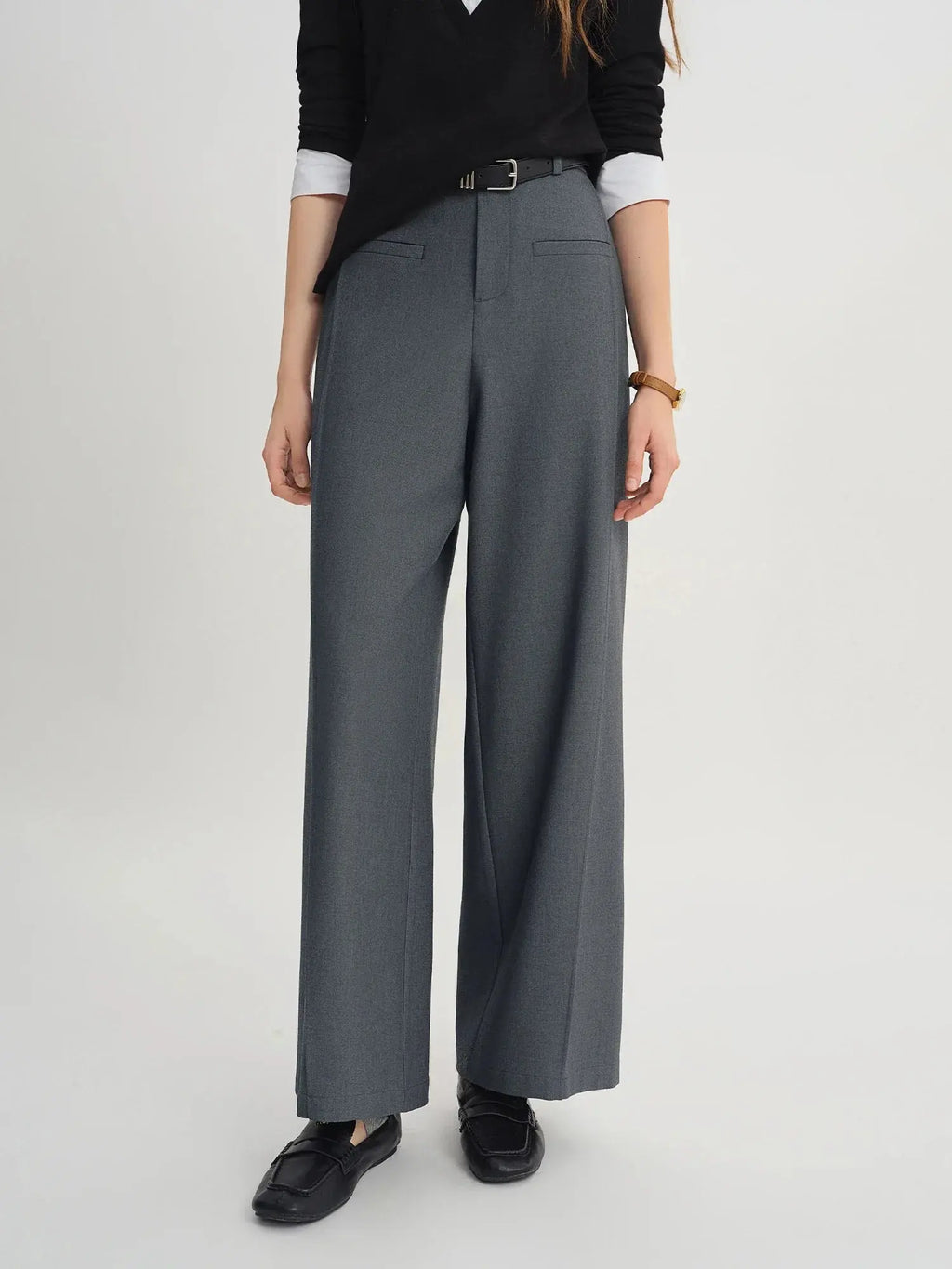 Relaxed Fit Office & Casual Pants with Structured Seam Details