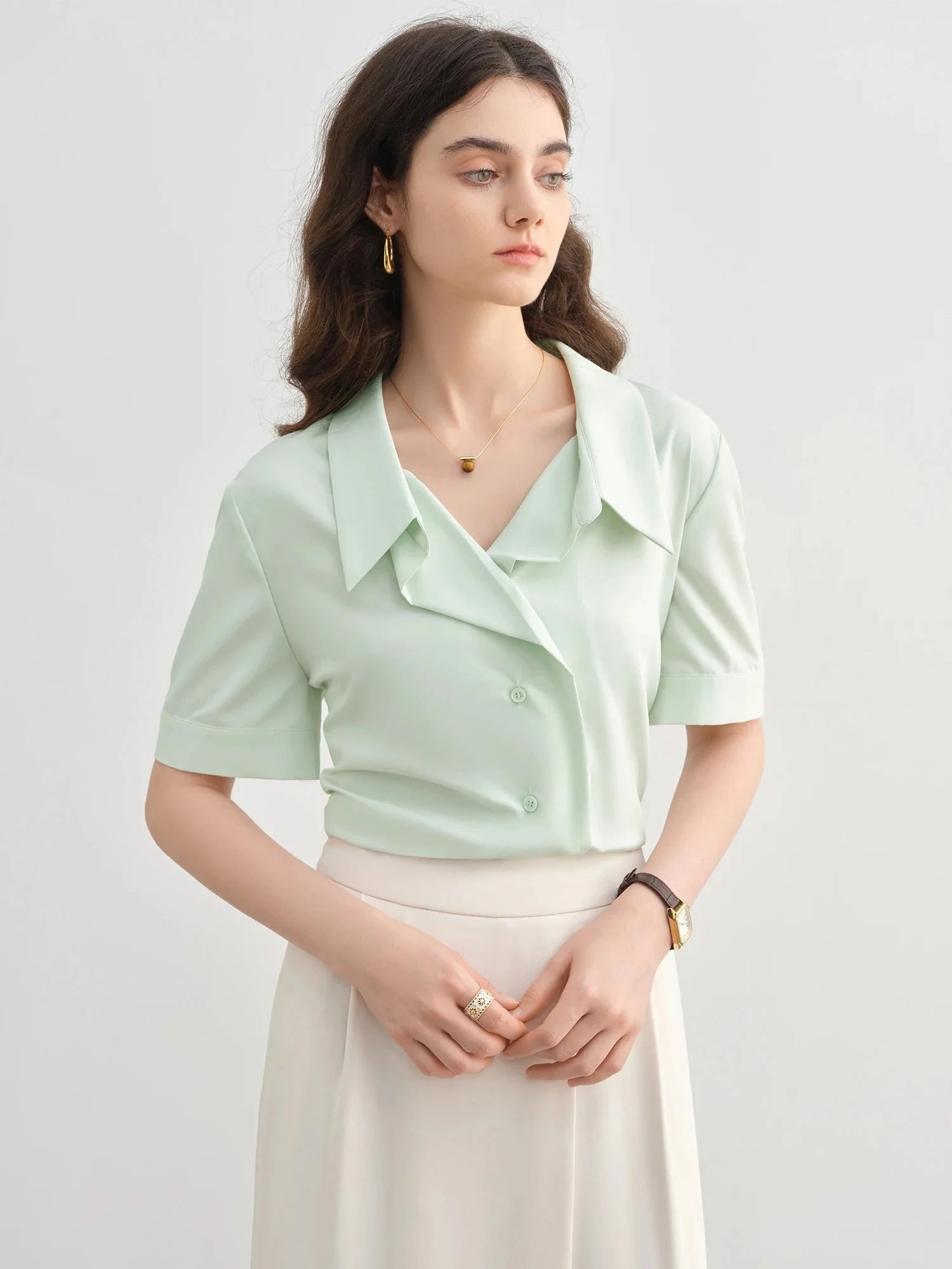 Women's Plus Size Lapel Commuter Shirt Summer Fashion