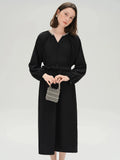 Plus Size Black Autumn Dress Casual Commuter Style