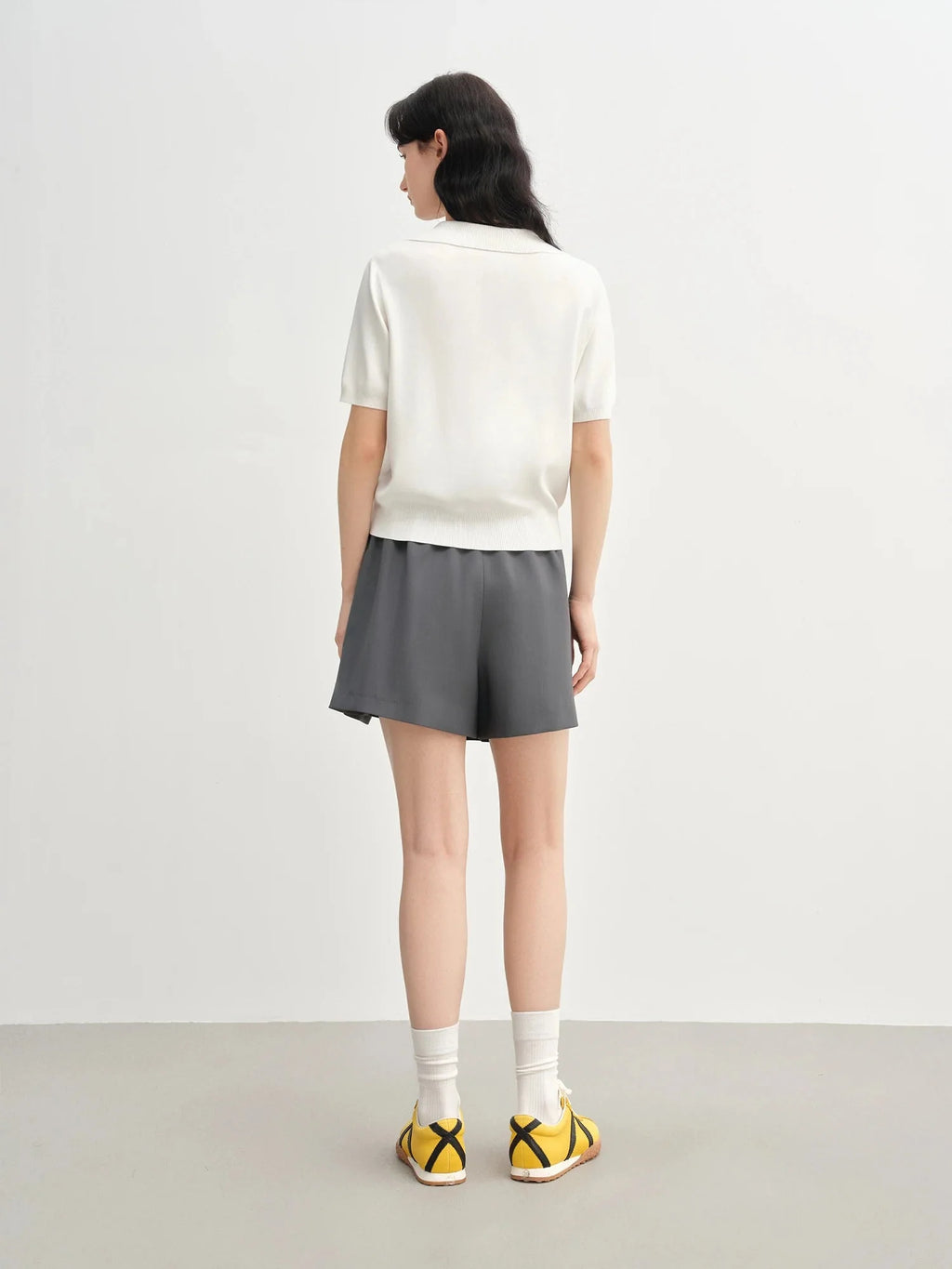 Collared Knit Top Breathable Summer Casual Style