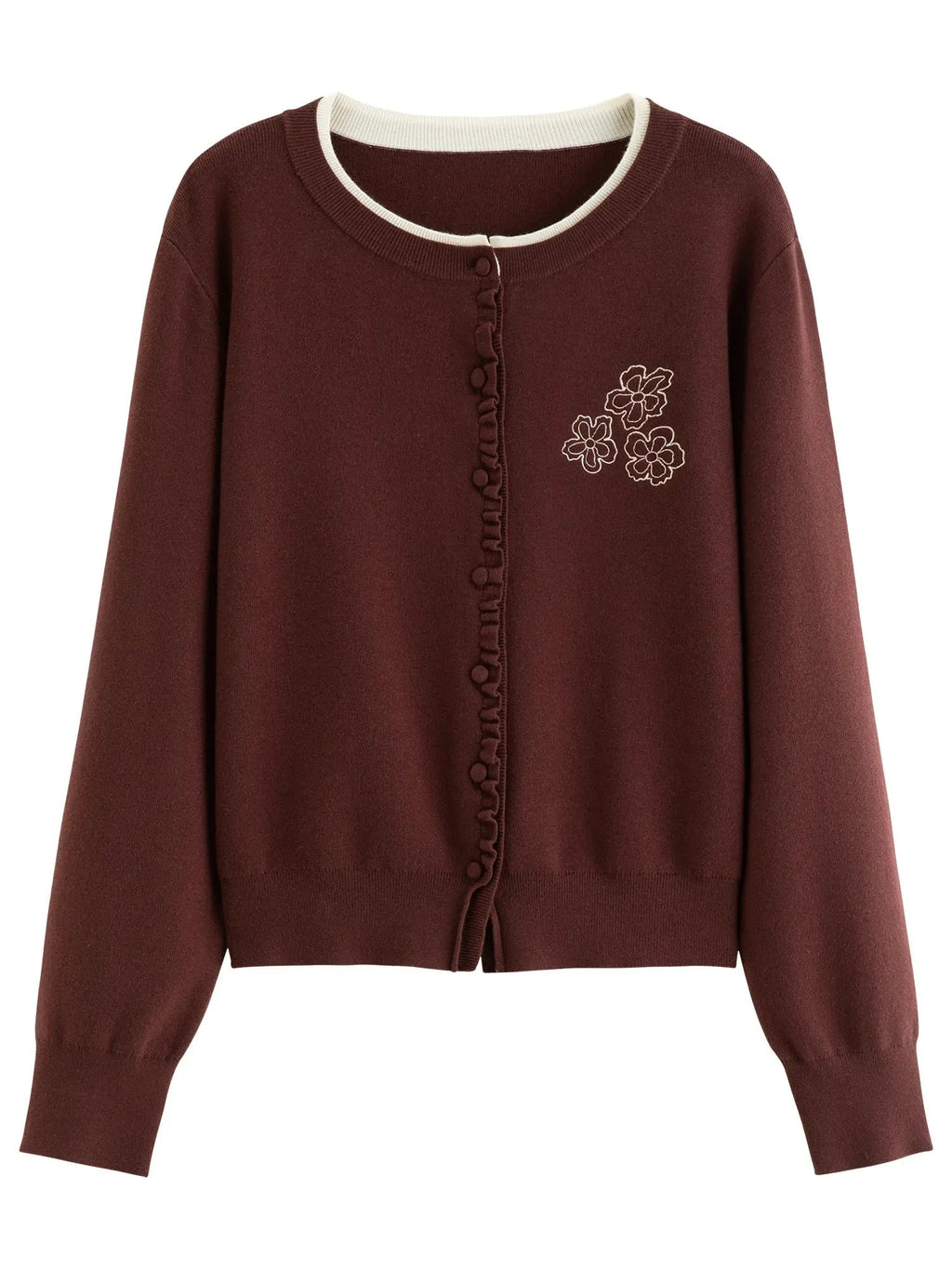 Vintage-Inspired Floral Ruffle Knit Top