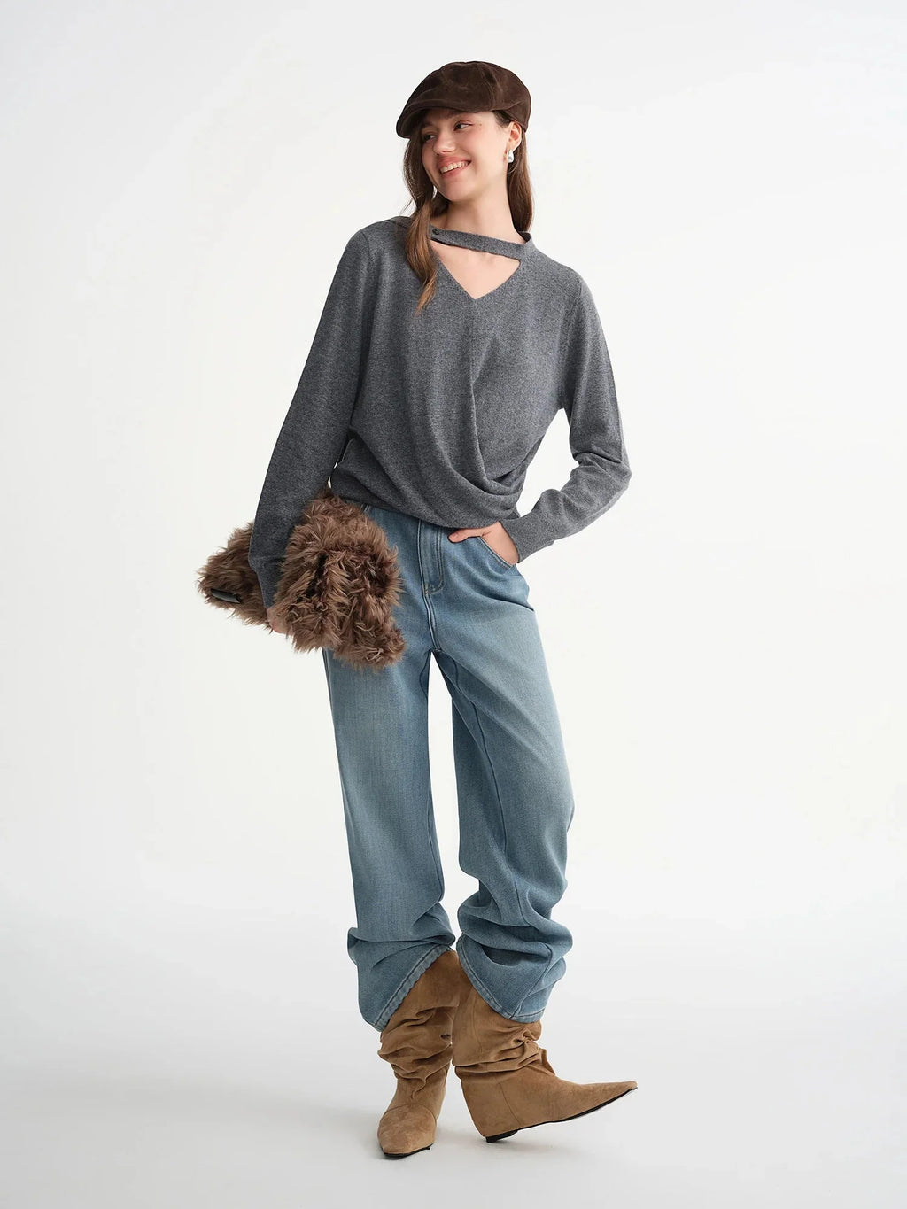Plus Size Ribbon Knit Sweater Elegant Women’s Pullover