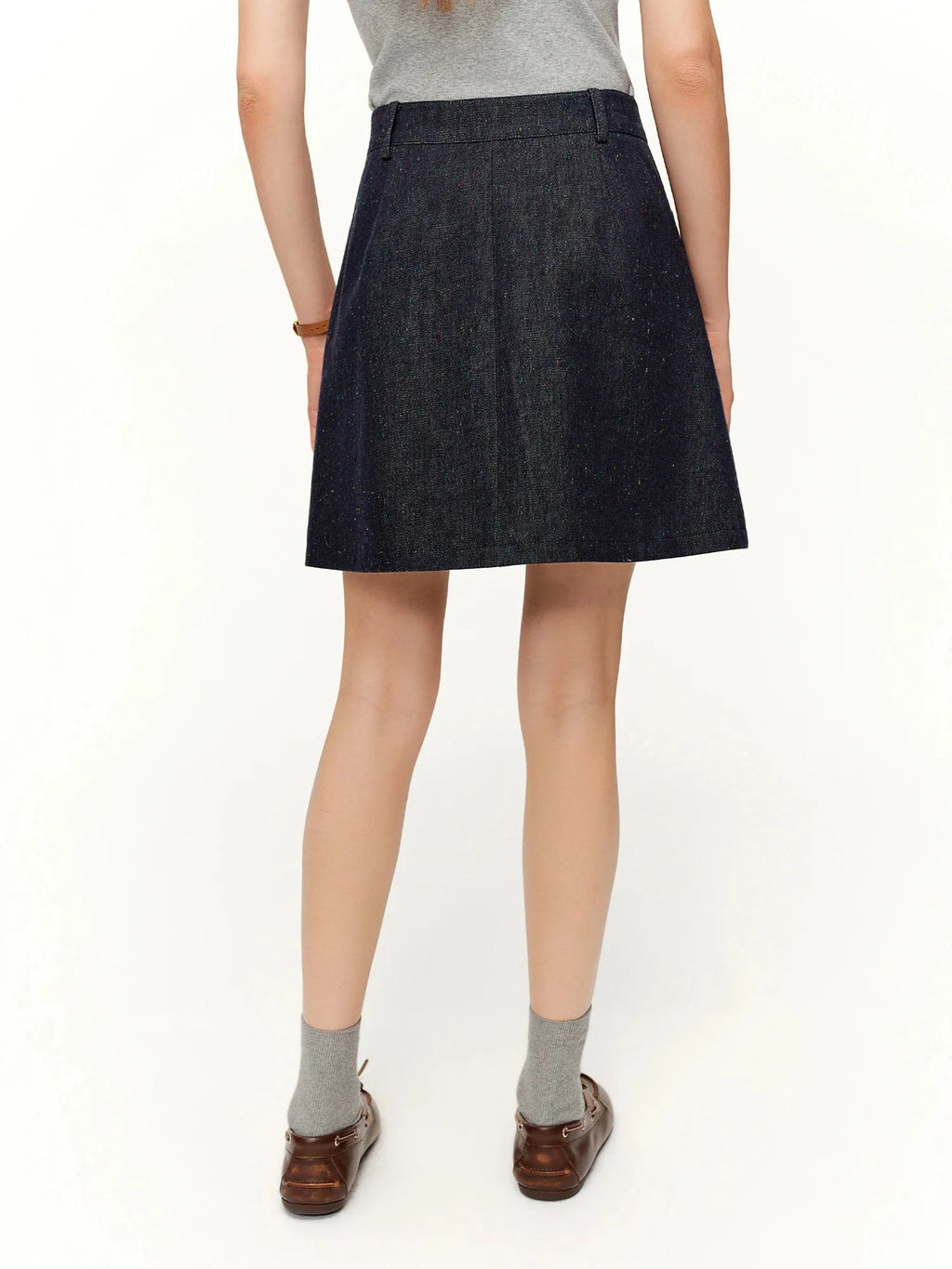Women's Denim Skirt Floral Embroidered High-Waist