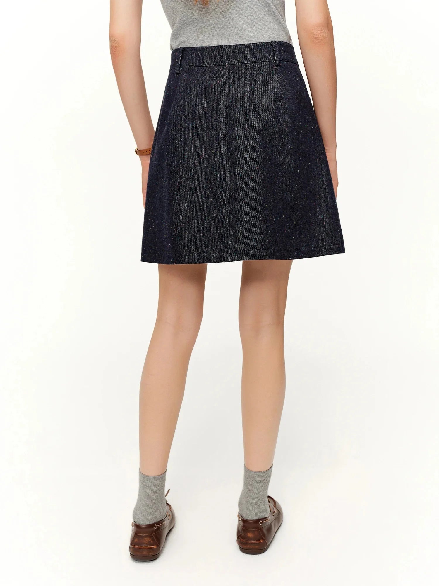 Women's Denim Skirt Floral Embroidered High-Waist