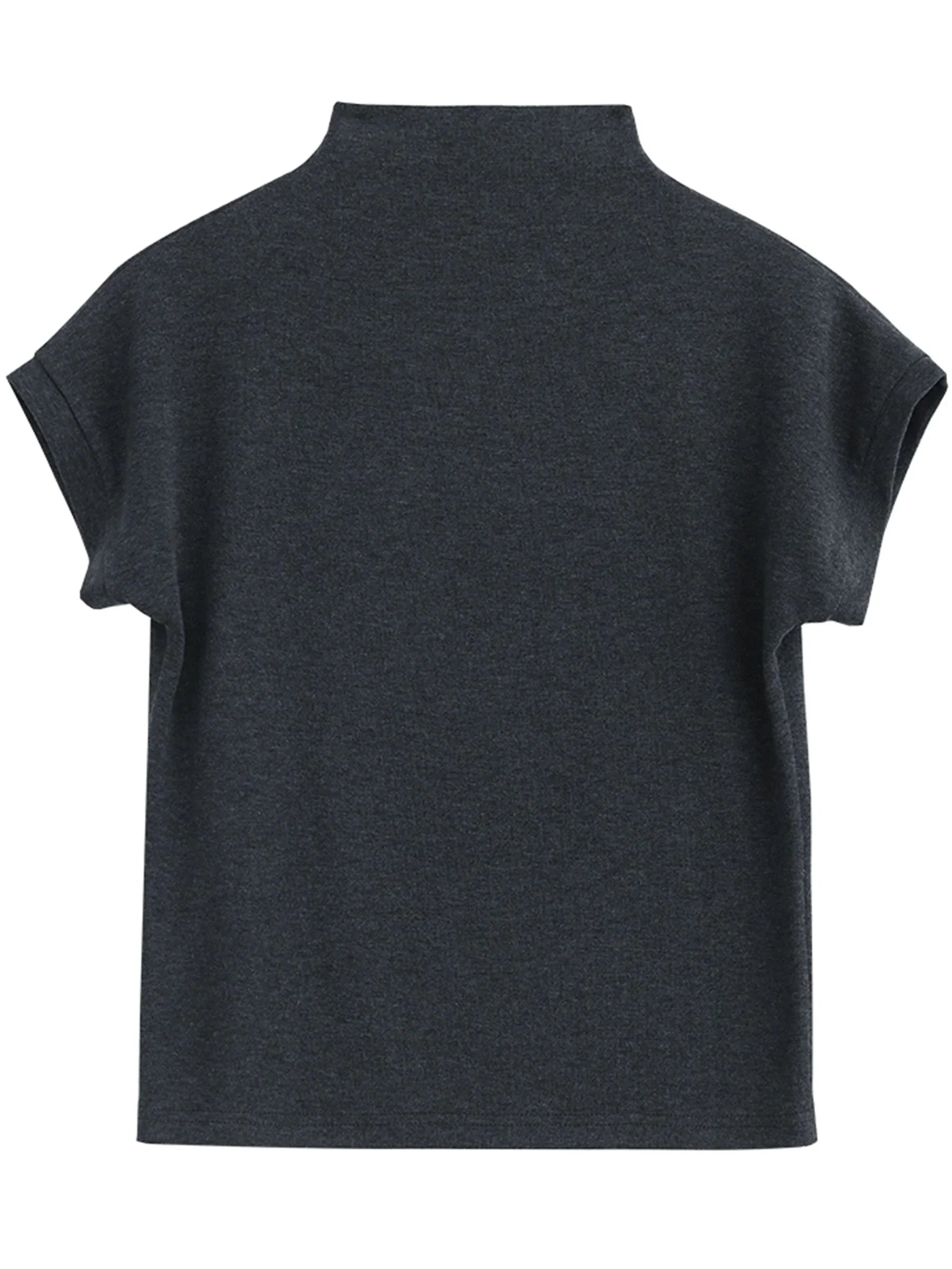 Slim Fit Half High Neck T-Shirt Elastic Basic Tee