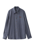Retro Plaid Embroidered Blouse Loose Casual Long Sleeve