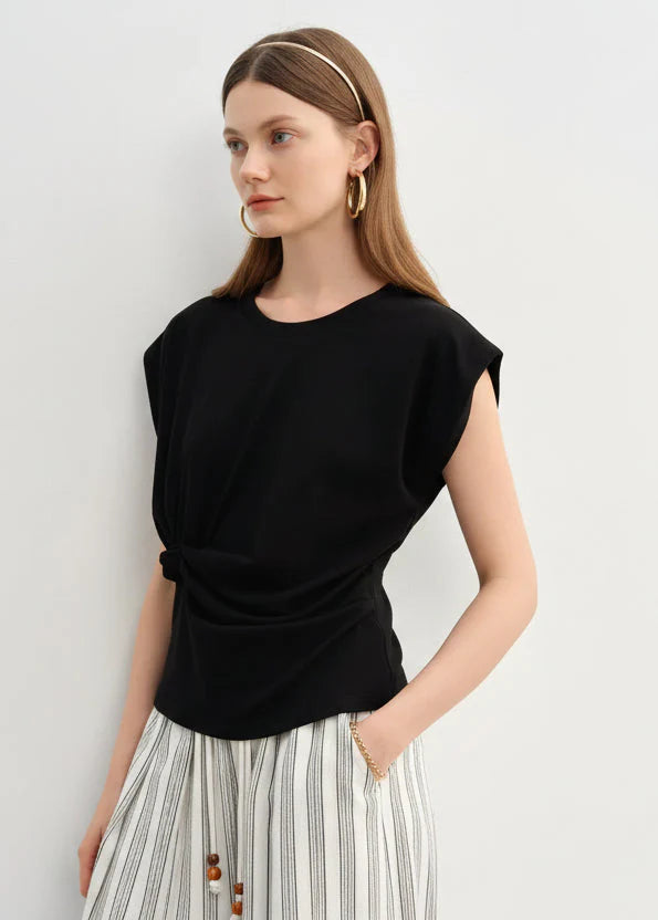 Women’s Cinched Waist T-Shirt Flattering Summer Top