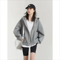 Women's Loose Drawstring Hooded Sweatshirt Jacket