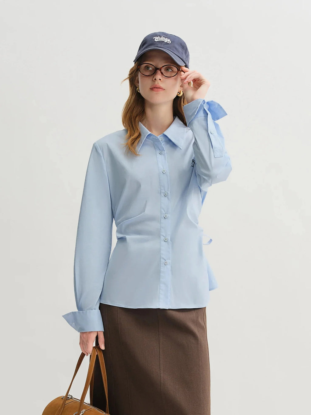 Women's 3-Color Pleated Shirt & A-Line Skirt Set Autumn Suit