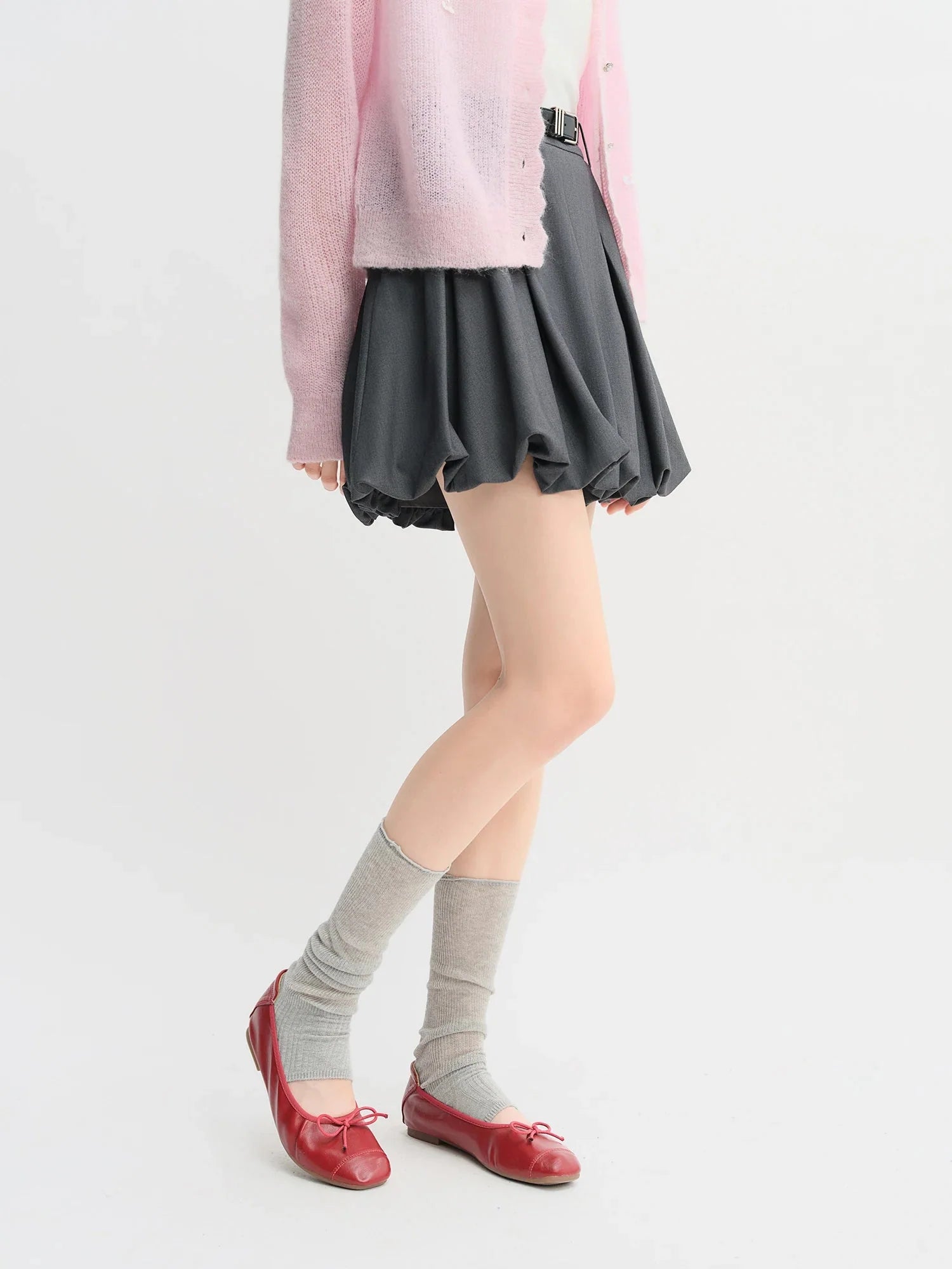 Plus Size Ballet Bud Skirt Chic Gray Autumn Style