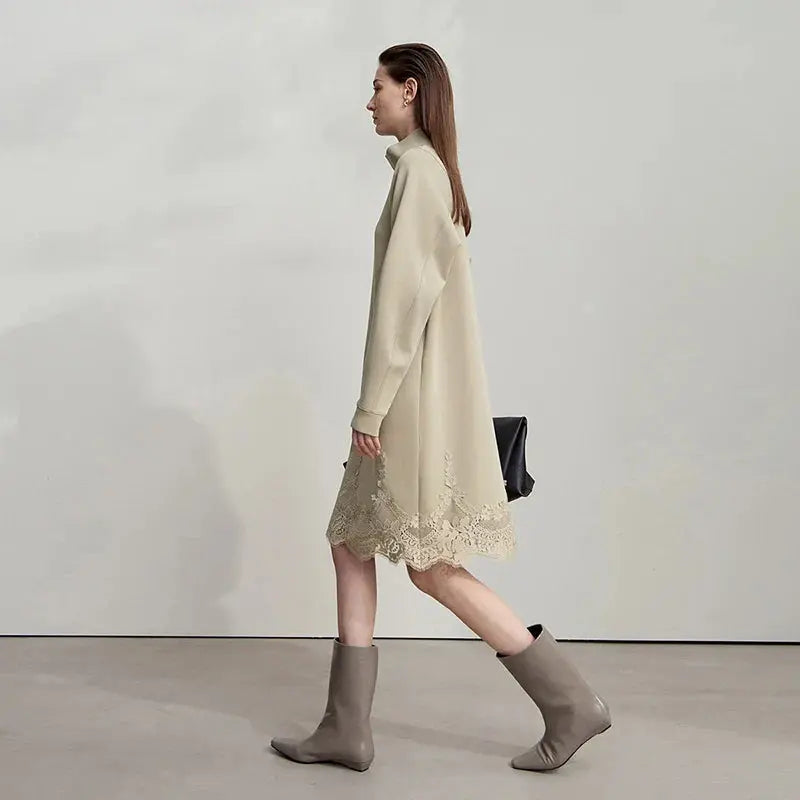 Turtleneck Knit Winter Dress for Women