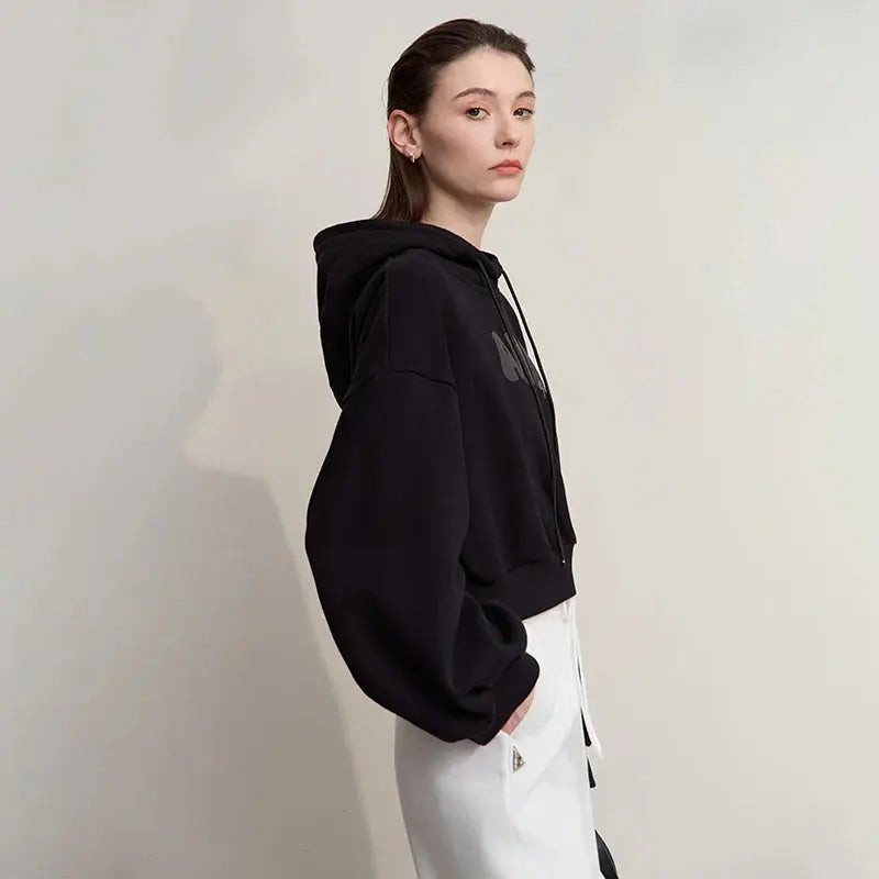 Versatile Women's Casual Knit Hooded Sweatshirt