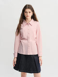 Women's 3-Color Pleated Shirt & A-Line Skirt Set Autumn Suit