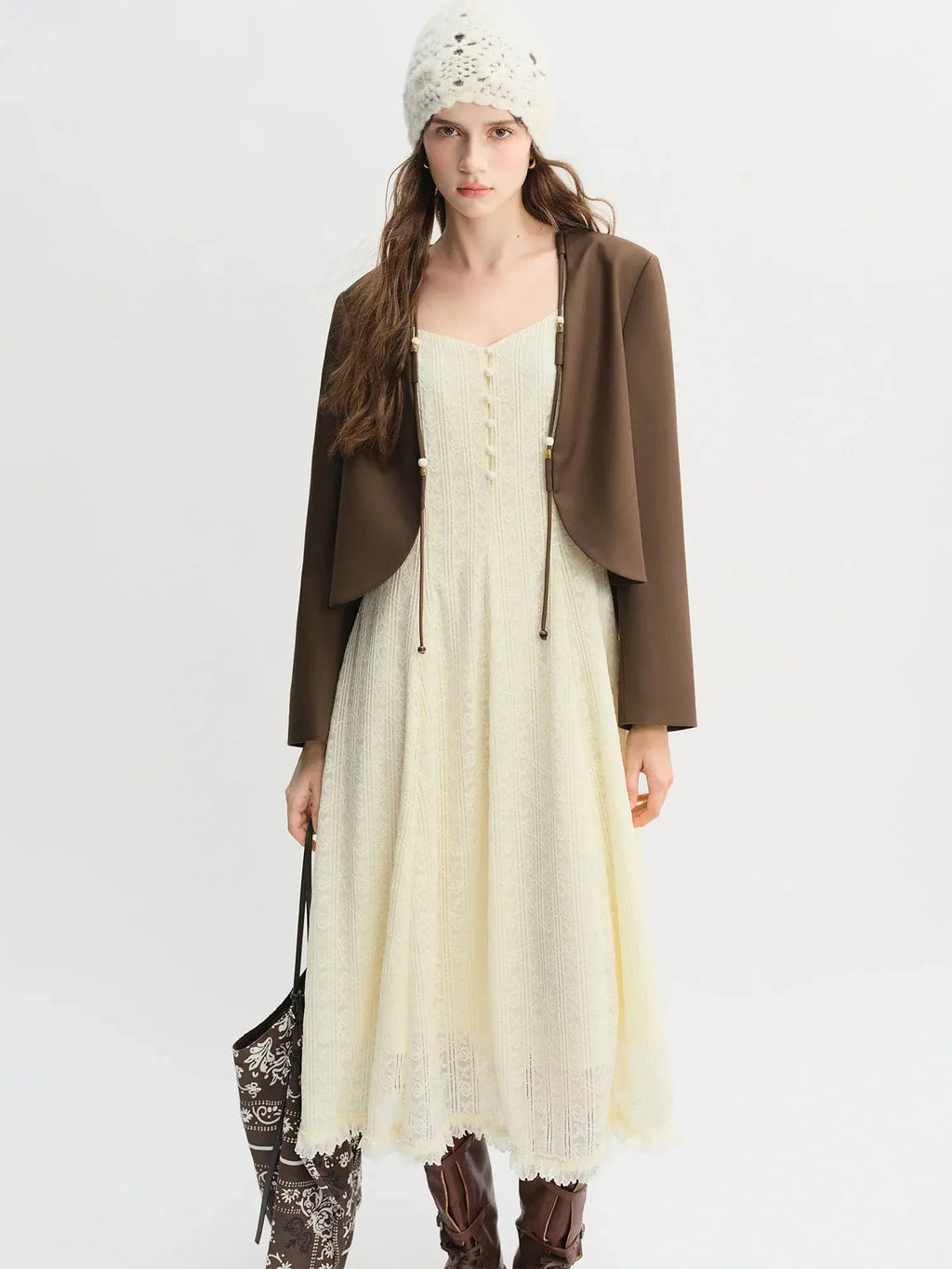 Plus Size Autumn Jacket: Beaded Detail & Curved Hem