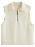 Lapel Knit Vest Chic Button-Up Spring Waistcoat