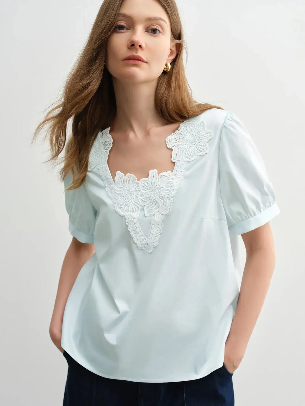 Embroidered Short Sleeve Plus Size Top