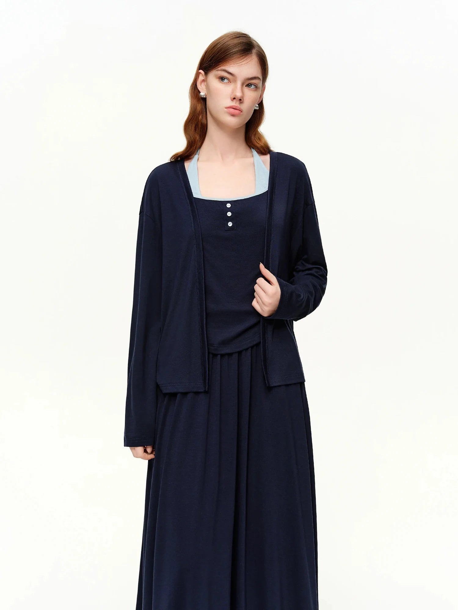 Spring 3-Piece Casual Skirt Suit Women's Color-Block Set