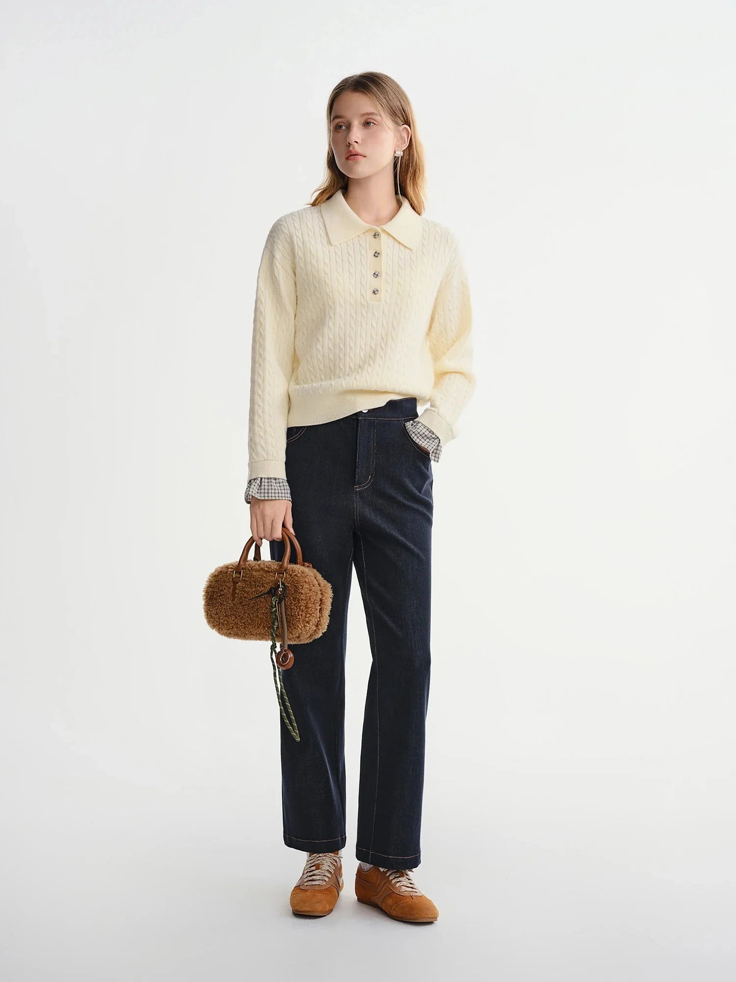Plus Size Soft Denim Pants Elastic Waist Straight Leg