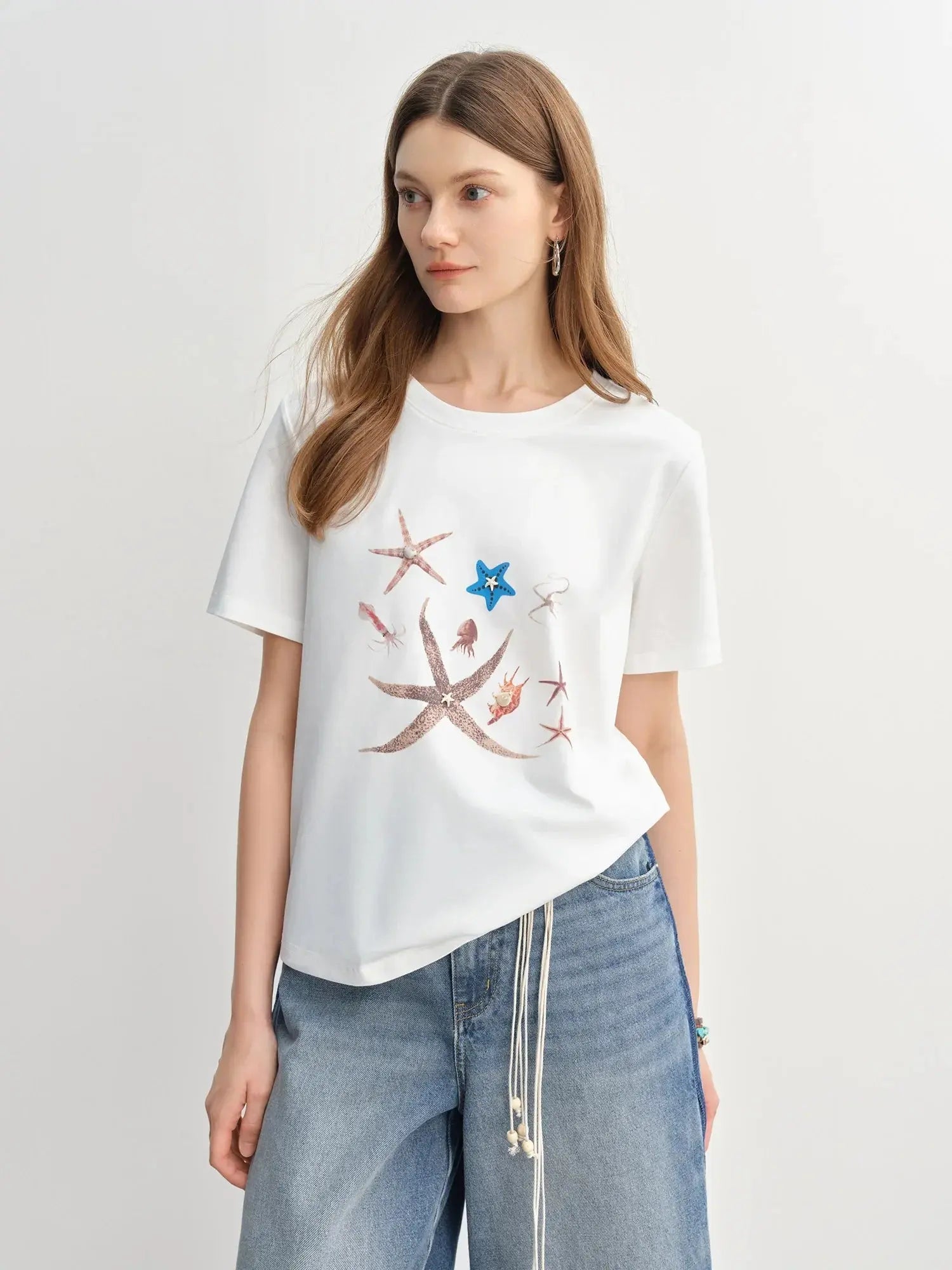 Women's Nautical Print Shell Tee Slim Fit