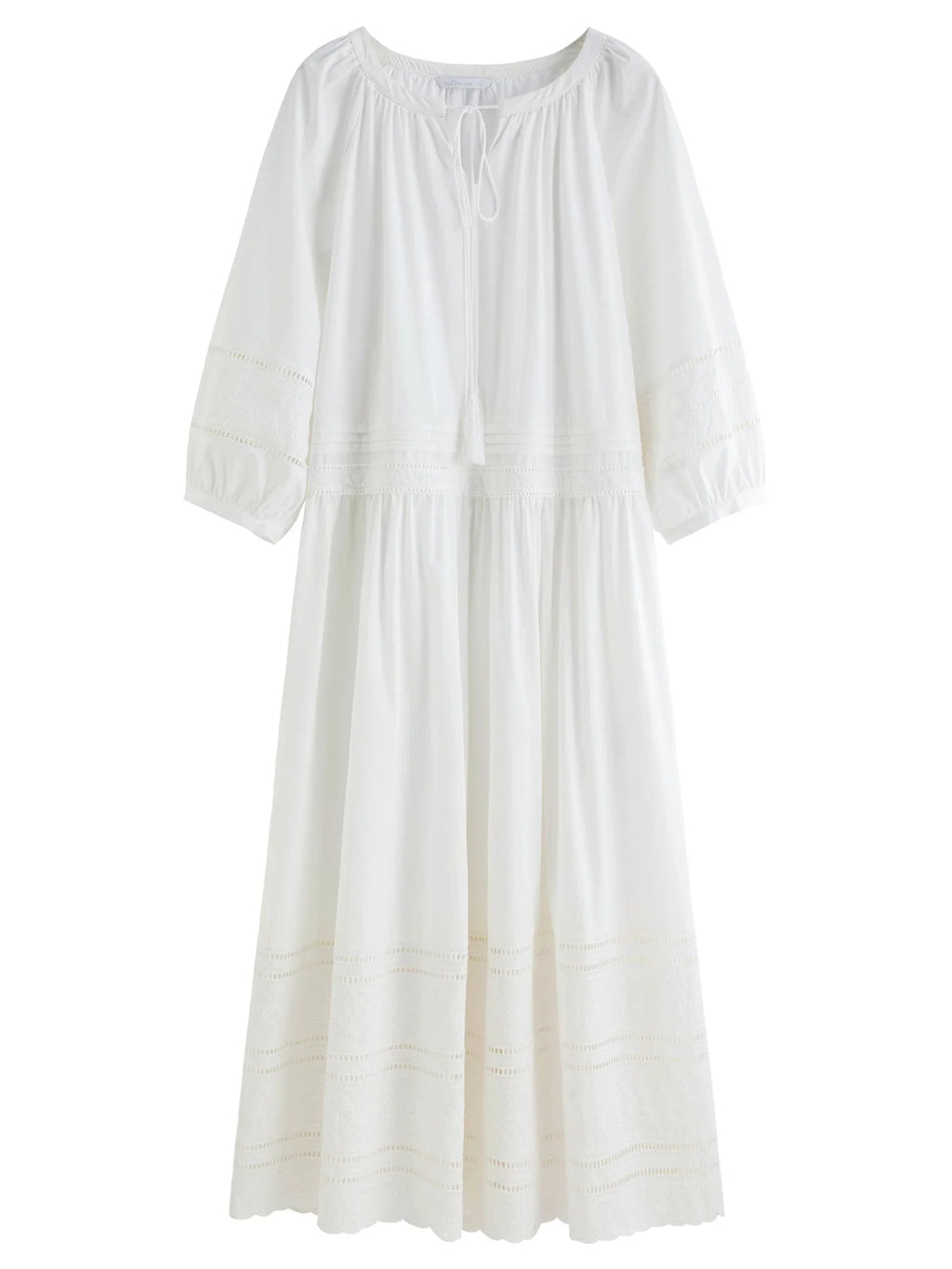 Vintage Embroidered Lace Maxi Dress Autumn Style